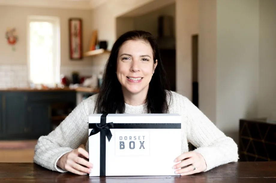 Claire holding a Dorset Box